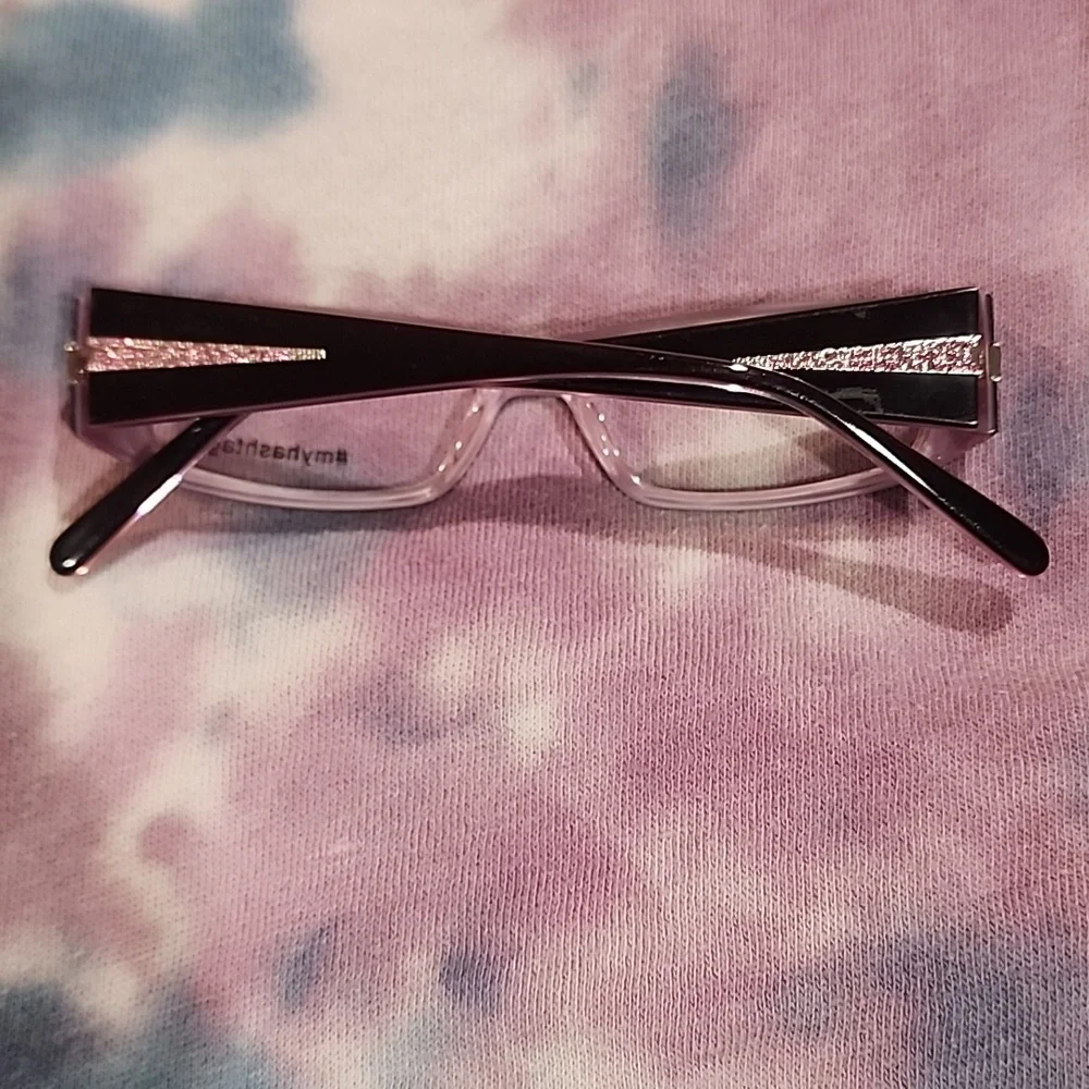 #MYHASHTAG# - Classy Black and Purple with Pink Rhinestones Girls eyeglass frame
